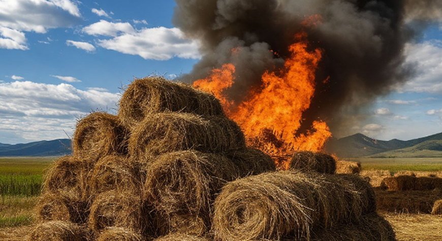 Неосторожное обращение с огнём привело к 13 возгораниям сена в Туве
