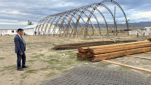 В селе Ак Барун-Хемчикского района началось строительство спортивного зала ангарного типа