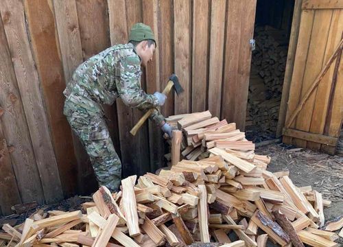 Росгвардейцы Тувы помогли подготовиться к зиме семье товарища