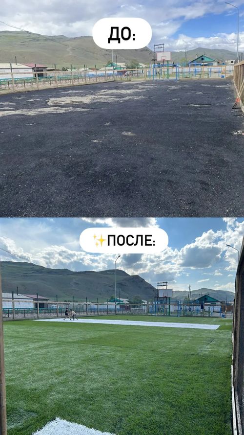 В Мугур-Аксы продолжается благоустройство спортивной площадки на улице Кошкар-оола