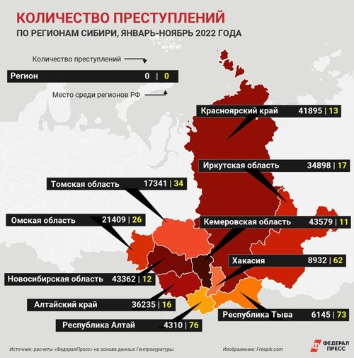 Сибирские регионы попали в топ-20 самых криминальных в РФ