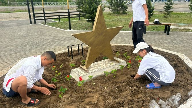 Студенты КПК озеленили Аллею Славы ТувГУ в рамках проекта «Агроэкошкола»