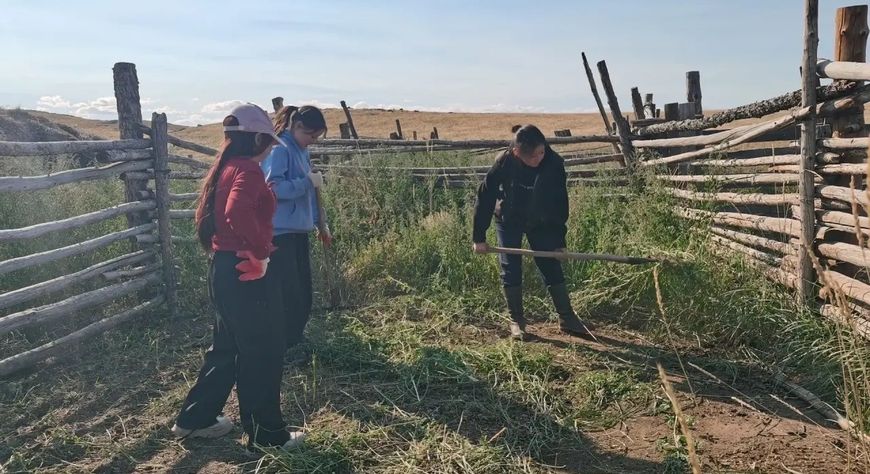 Школьники Эрзинского района помогли овцеводческому хозяйству «Уургай»